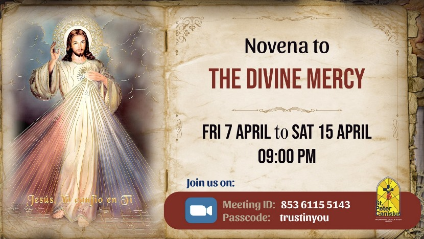 Novena to The Devine Mercy - Fri 7 Apr to Sat 15 Apr 09:00PM