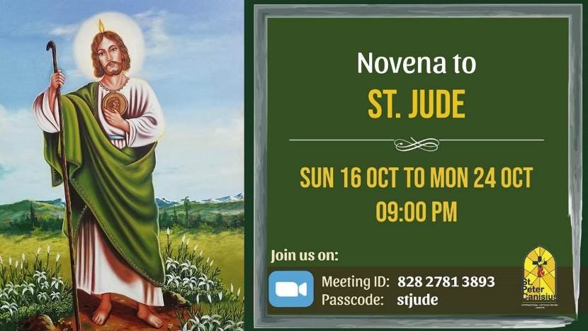 Novena to St. Jude - Sun 16 Oct to Mon 24 Oct 9:00 PM