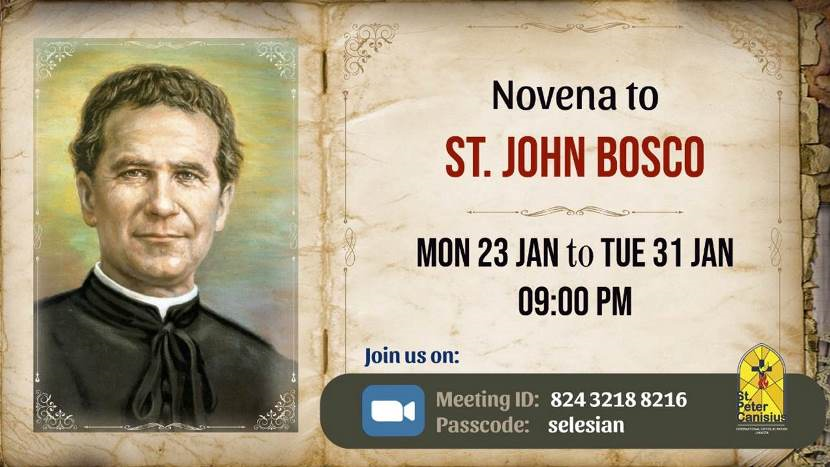 Novena to St. John Bosco - Mon 23 jan to Tue 31 Jan 2023