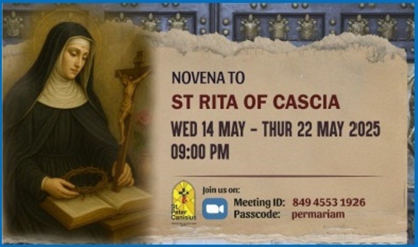 Novena to St. Rita of Cascia - Wed 14 May to Thu 22 May 2025 9.00PM