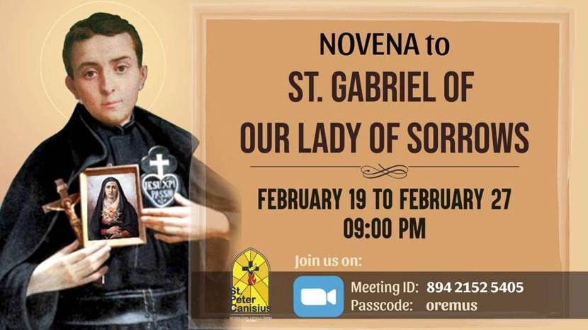Novena to St. Gabriel of Our Lady of Sorrows