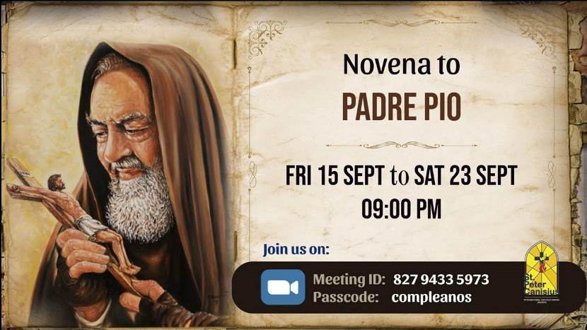 Novena to Padre Pio - Fri, 15 Sept to Sat, 23 Sept 2023