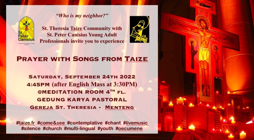 Prayer with Songs from Taize - Sat September 24th 2022
