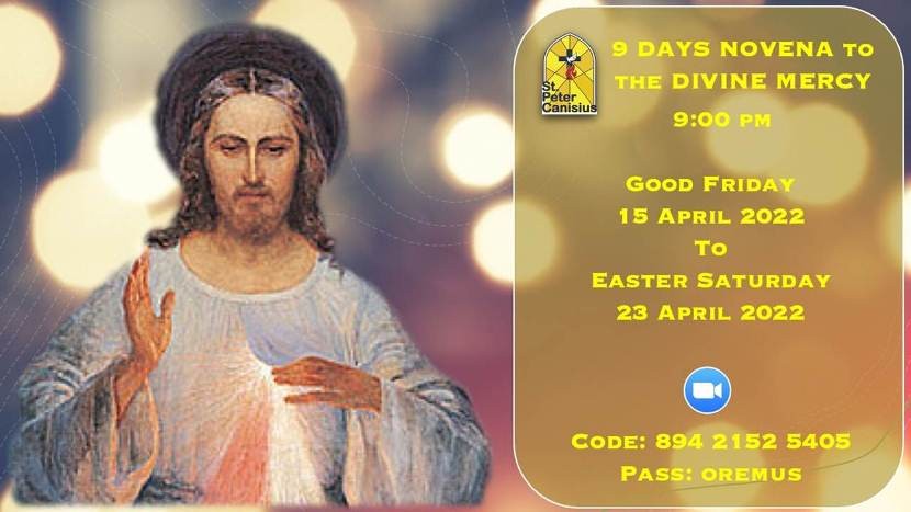 9 Days Novena to The Devine Mercy  15-23 April 2022