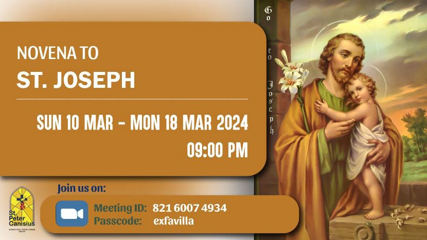 Novena to St. Joseph : Sun 10 Mar - Mon 18 Mar 2024 9:00PM