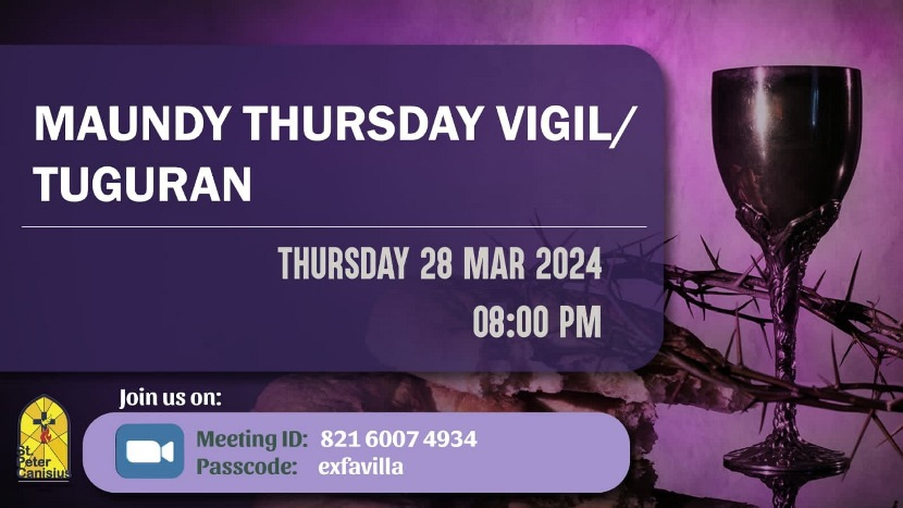 Maundy Thursday Vigil / Tuguran - Thu 28 Mar 2024 8:00PM