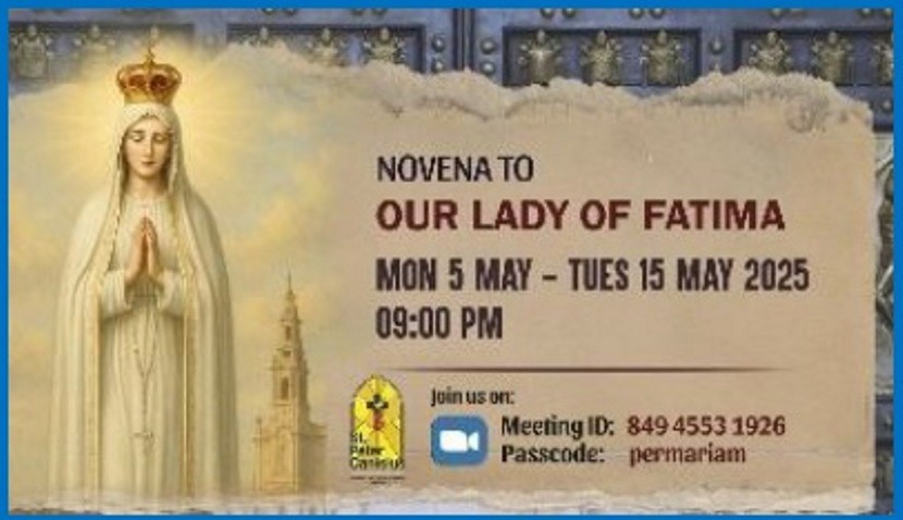 Novena to Our Lady of Fatima - Mon 5 May to Tue 15 May 2025 9.00PM