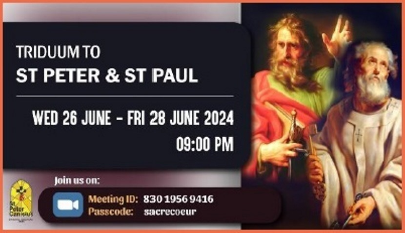 Triduum to St. Peter & St. Paul - Wed 26 June to Fri 28 June 2024 9.00PM