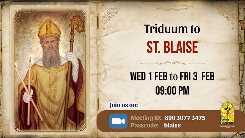 Triduum to St. Blaise - Wed 1 Feb to Fri 3 Feb 2023