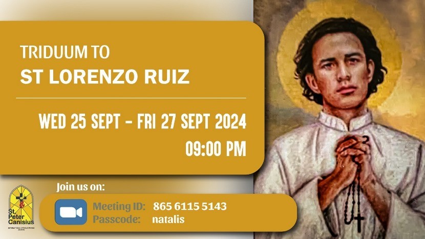 Triduum to St. Lorenzo Ruiz - Wed 25 Sept to Fri 27 Sept 2024 9PM