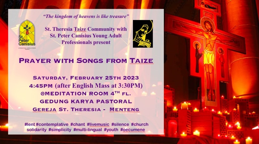 Payer with Songs from Taize - Sat 25th Feb 2023