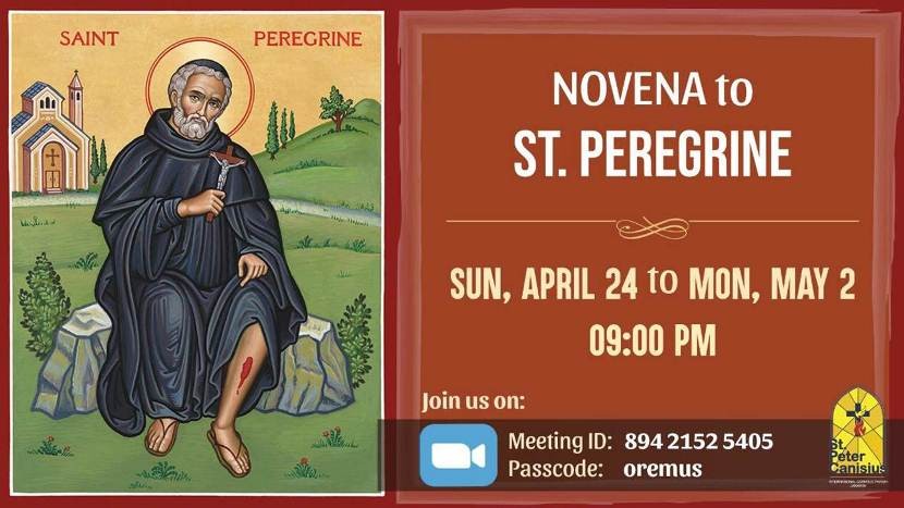Novena to St. Peregrine - April 24 - May 2 09:00 PM