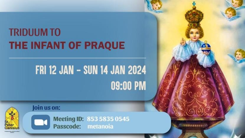 Triduum To The Infant of Praque - Fri 12 Jan - Sun 14 Jan 2024 09.00PM