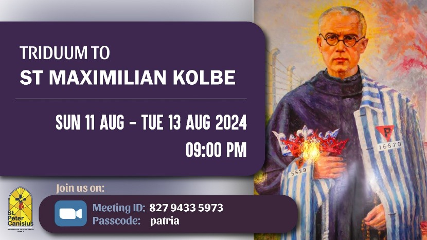 Triduum to St. Maximilian Kolbe - Sun 11 Aug to Tue 13 Aug 2024 9PM