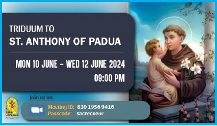 Triduum to St. Anthony of Padua - Mon 10 June to Wed 12 June 2024 9.00PM