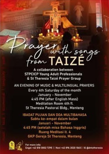 Prayer with Songs from Taize - Saturday 26 September, 2026 4.45PM