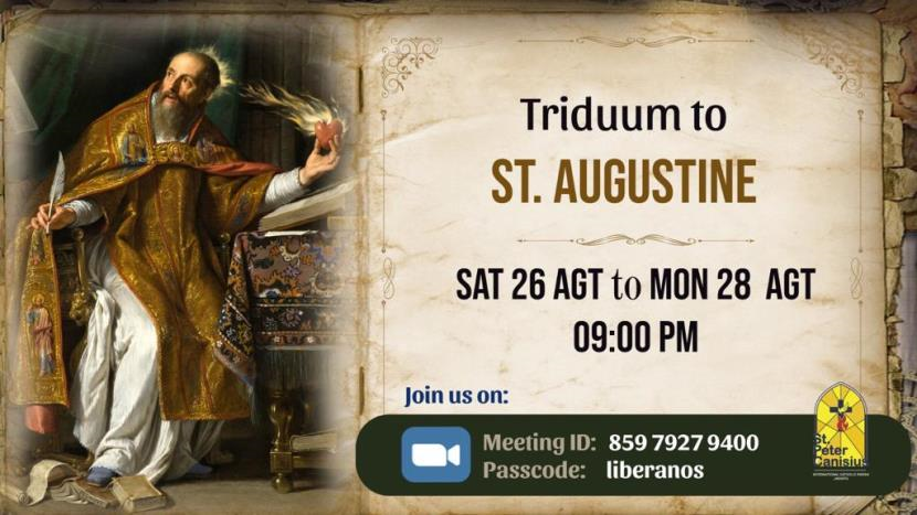 Triduum to St. Augustine - Sat 26 Aug to Mon 28 Aug 2023