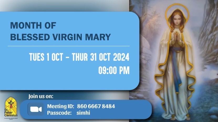 Month of Blessed Virgin Mary - Tue 1 Oct to Thur 31 Oct 2024 9PM
