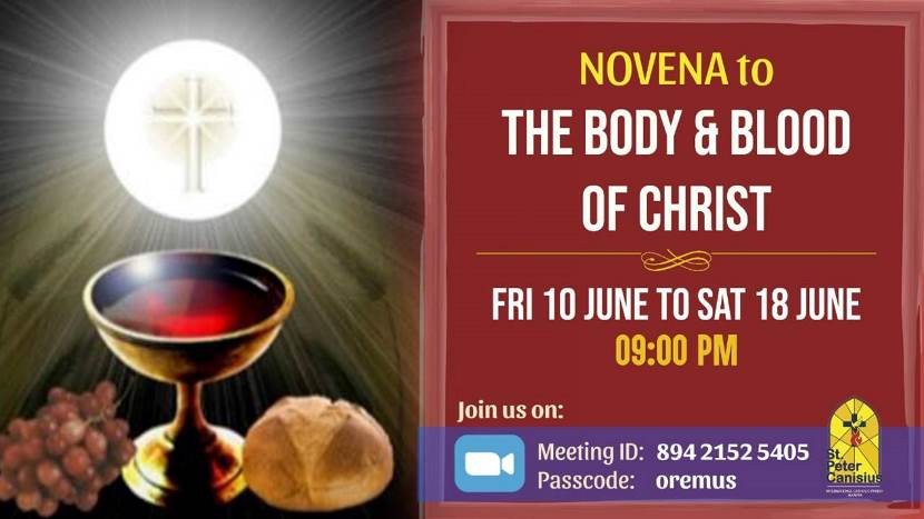Novena to The Body & Blood of Christ - 10 to 18 June 2022 09:00 PM