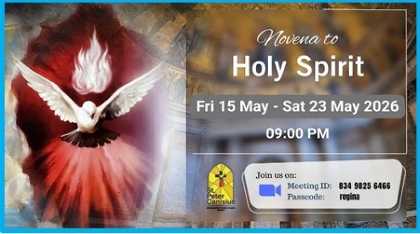 Novena to Holy Spirit - Fri 15 May to Sat 23 May 2026 9PM