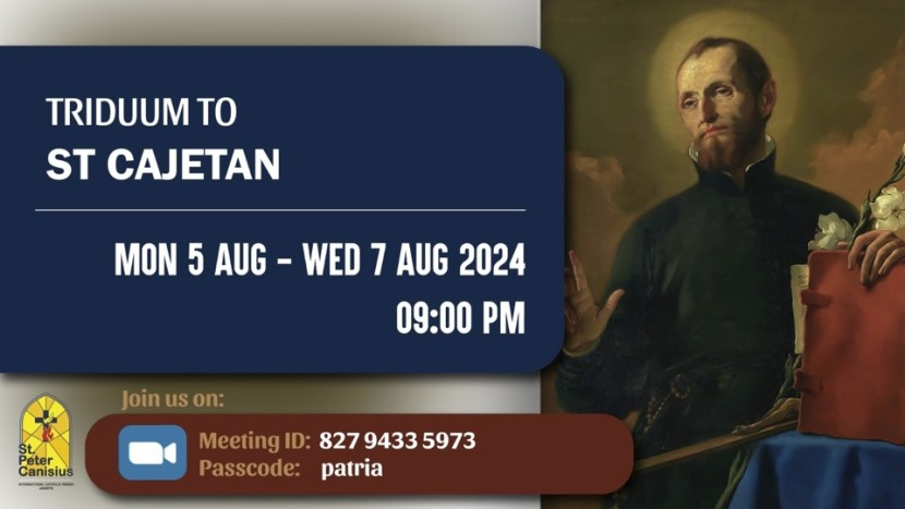 Triduum to Cajetan - Mon 5 Aug to Wed 7 Aug 2024 9PM