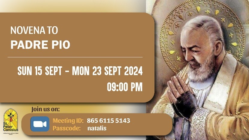 Novena to Padre Pio - Sun 15 Sept to Mon 23 Sept 2024 9PM