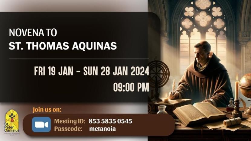 Novena To St. Thomas Aquinas - Fri 19 Jan - Sun 29 Jan 2024 09.00PM