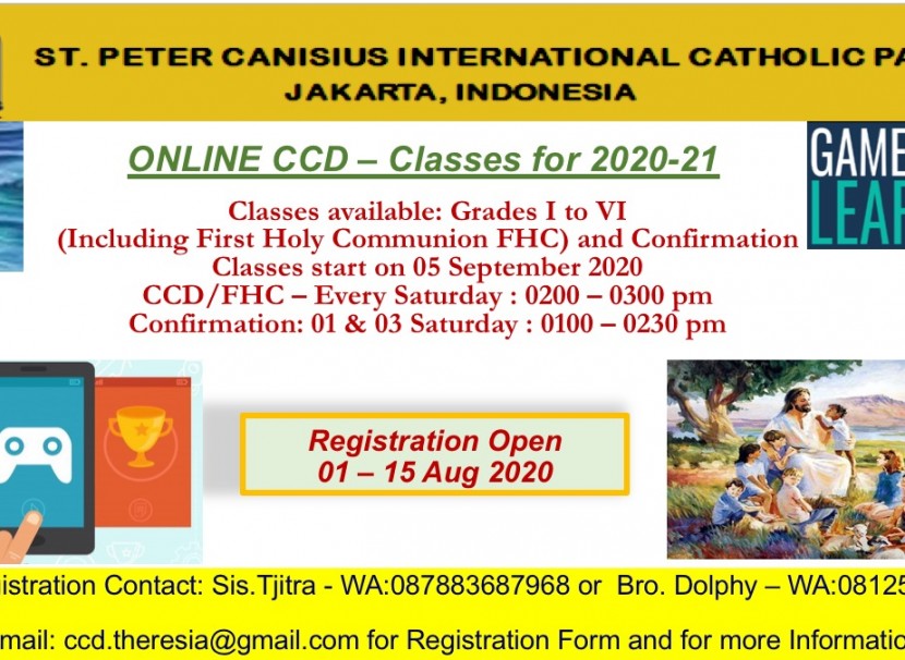 Register for ONLINE CCD CLASS 2020-2021