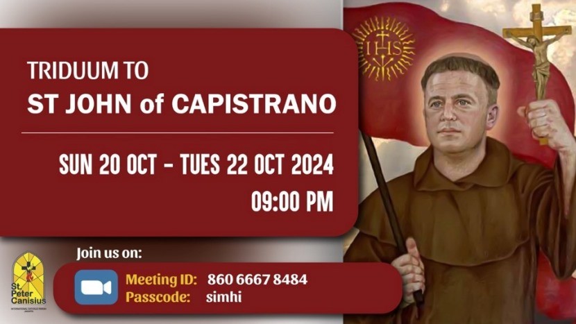 Triduum to St. John of Capistrano - Sun 20 Oct to Tue 22 Oct 2024 9PM