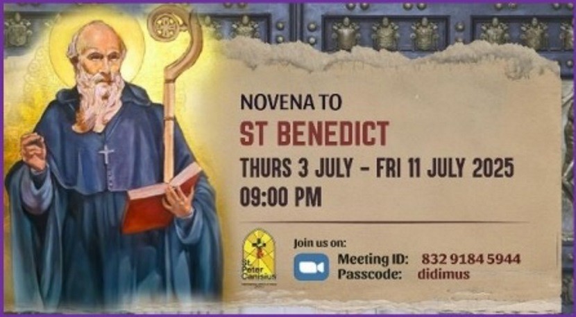 Novena to St. Benedict - Thu 3 July to Fri 11 July 2025 9PM